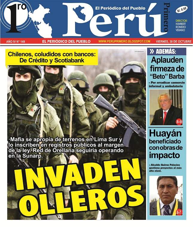 Perú:  Chilenos colu...