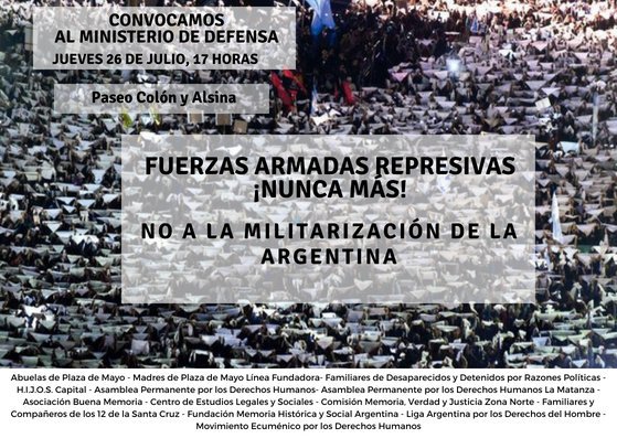 Repudio ante la decisión de Macri de sacar las Fuerzas Armadas a la calle