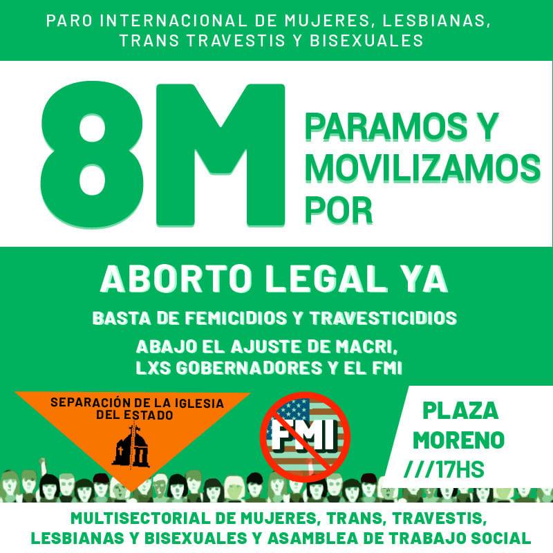 8M La Plata, ante el ajuste: Paro Feminista