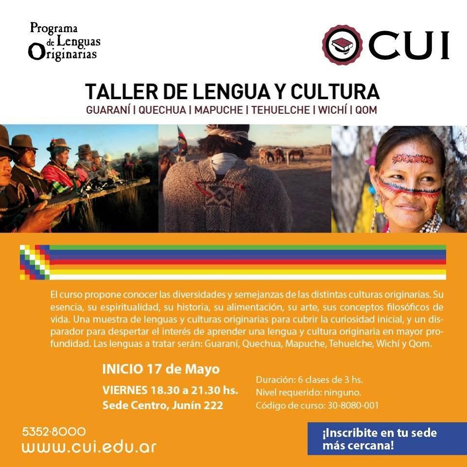 Taller de lengua y cultura: guarani, quechua, mapuche, tehuelche, wichí y qom