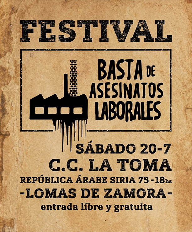 Lomas de Zamora: Festival del espacio Basta de Asesinatos Laborales