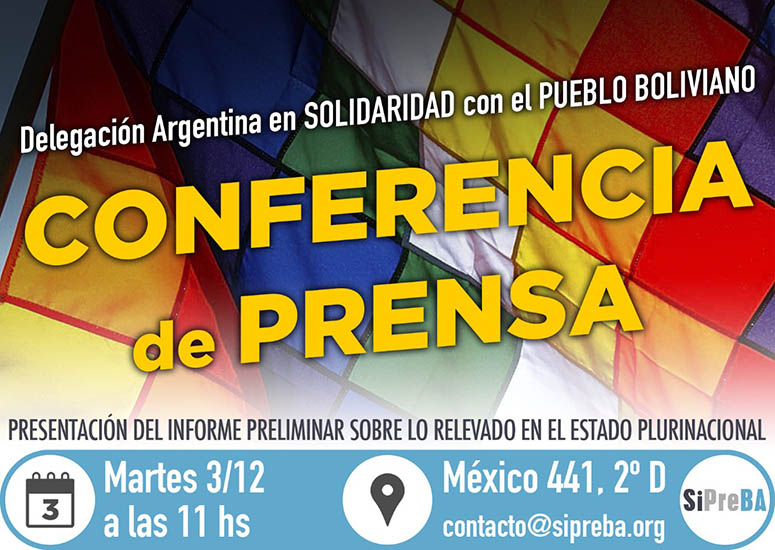 Conferencia de prensa de la Delegación Argentina en Solidaridad con el Pueblo Boliviano