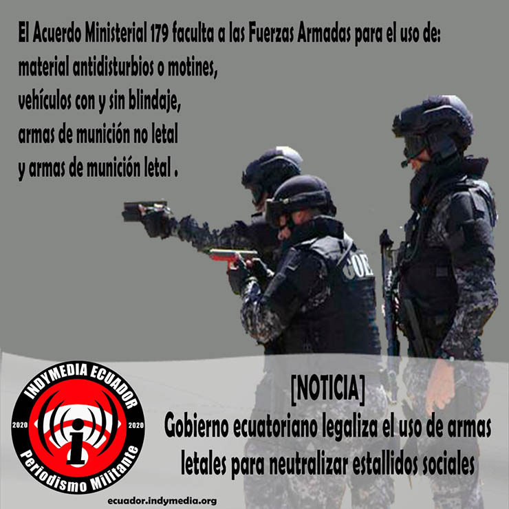 Ecuador: Gobierno aprueba el uso de armas letales contra la protesta social