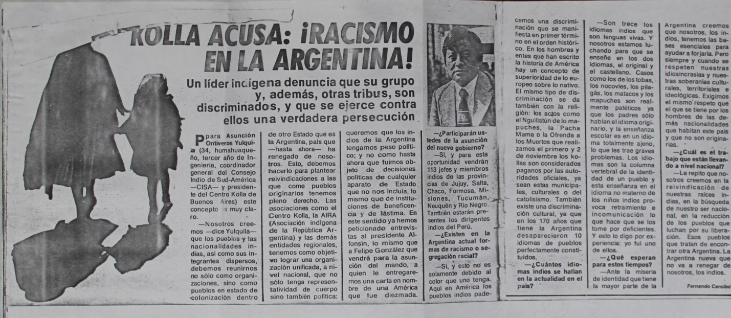 Kolla Acusa: ¡Racismo en la Argentina!