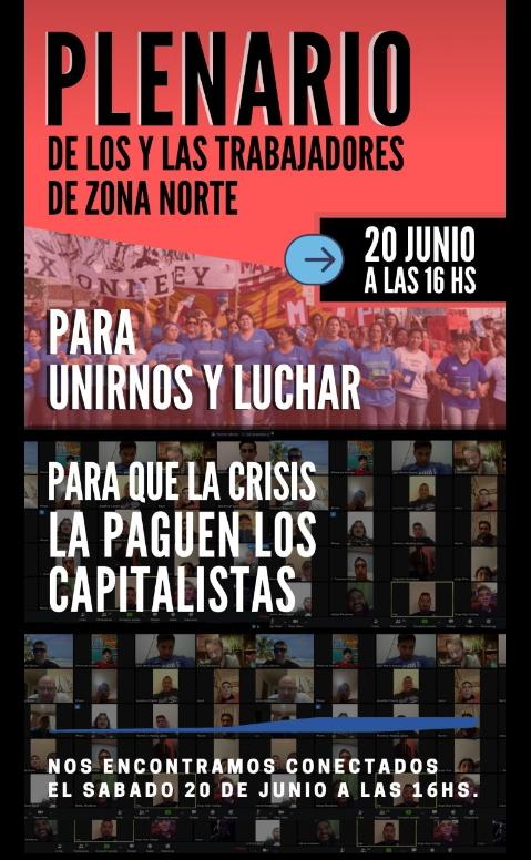 Convocatoria a plenario de trabajadores de la Zona Norte