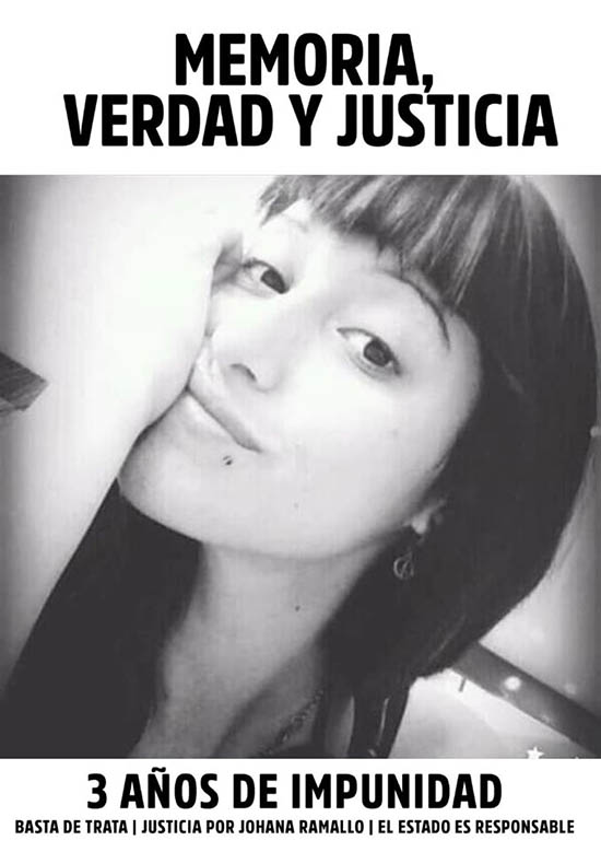 Sin justicia para Johana Ramallo a 3 años de su desaparición y posterior femicidio