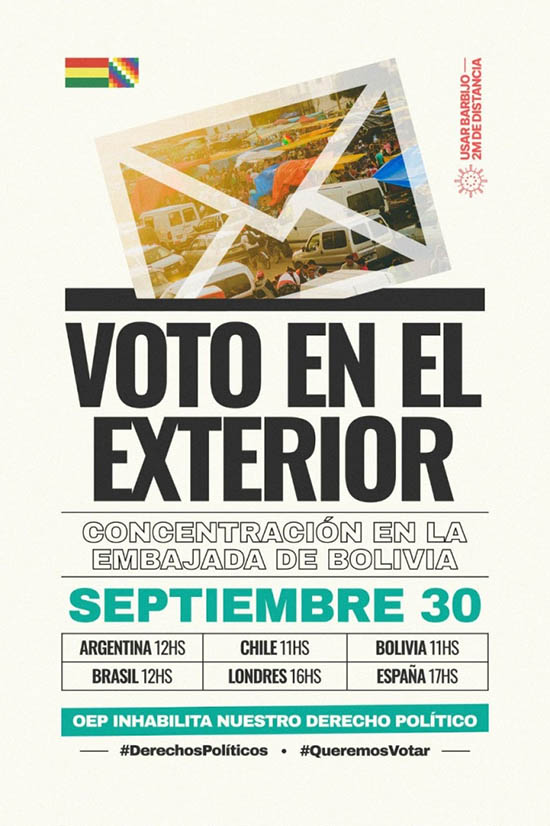 Bolivianos movilizados en Argentina y el mundo por su derecho al voto