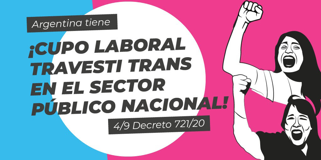 Argentina decreta cupo laboral travesti trans del 1% para el sector público