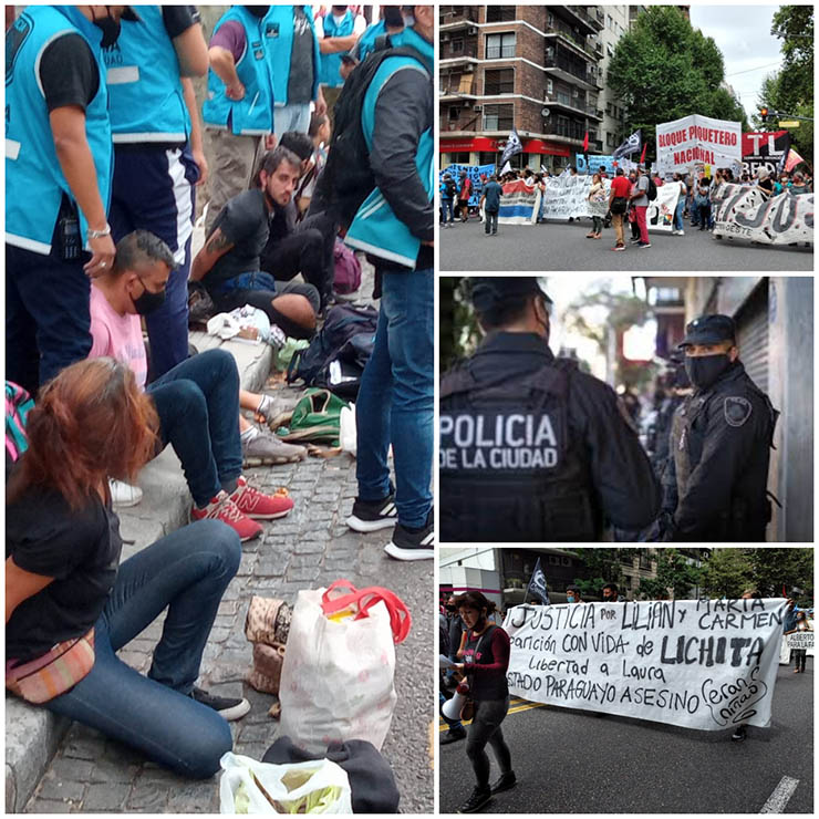 Represión al reclamo por Lichita, Laura, Lilian y María Villalba ante la Embajada Paraguaya