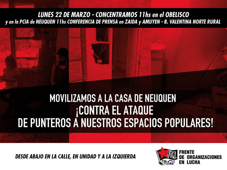 Neuquén: Ataque al FOL en barrio Los Hornos por patota del MPN