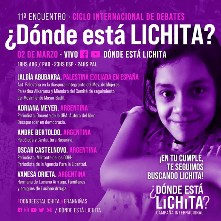 Realizarán un nuevo encuentro virtual por “Lichita”, desaparecida por las Fuerzas Armadas de Paraguay