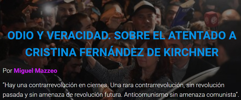 Argentina: Sobre el atentado a Cristina Fernández