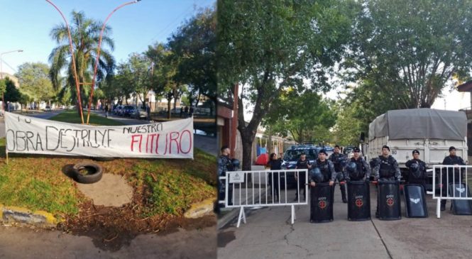 Santa Fe: Casilda se llenó de policías para talar en el parque Sarmiento contra la resistencia de los vecinos