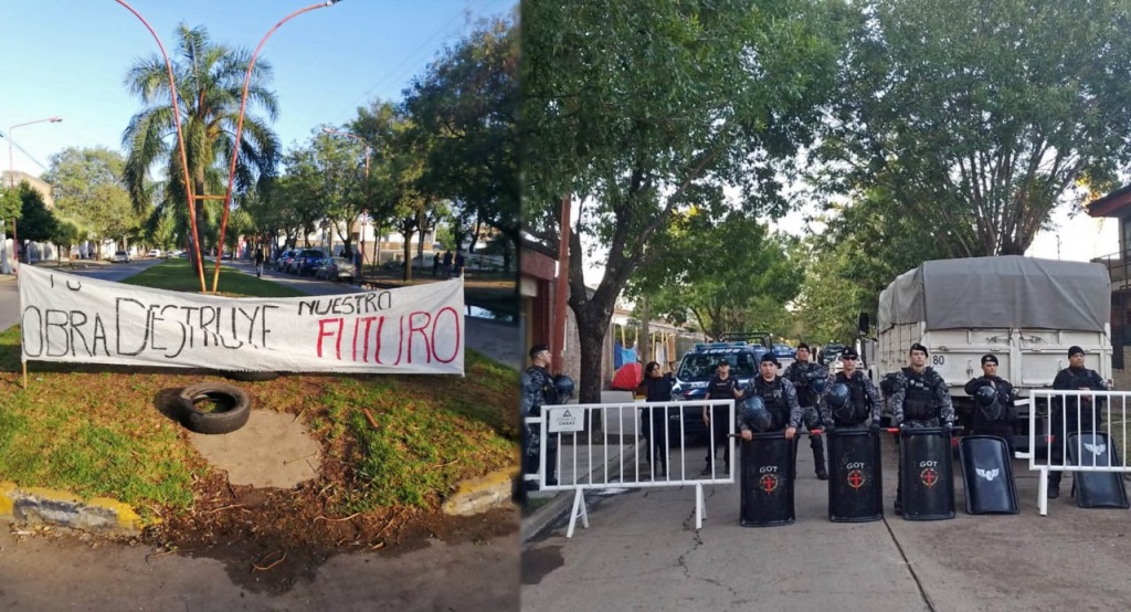 Santa Fe: Casilda se llenó de policías para talar en el parque Sarmiento contra la resistencia de los vecinos