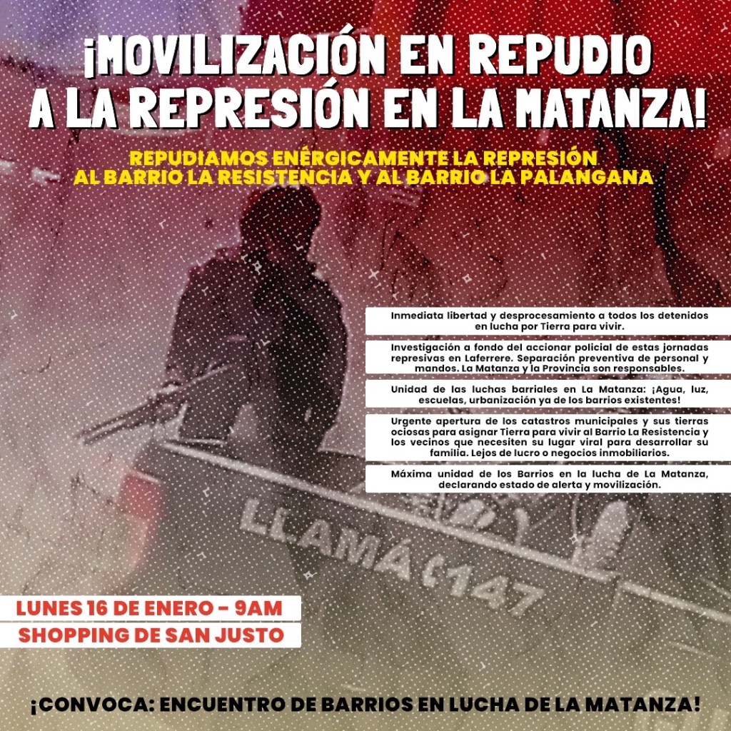 Movilización contra represión y carencias del pueblo matancero