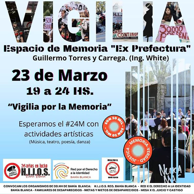 Vuelve la vigilia cultural por el 24 de Marzo en Bahía Blanca