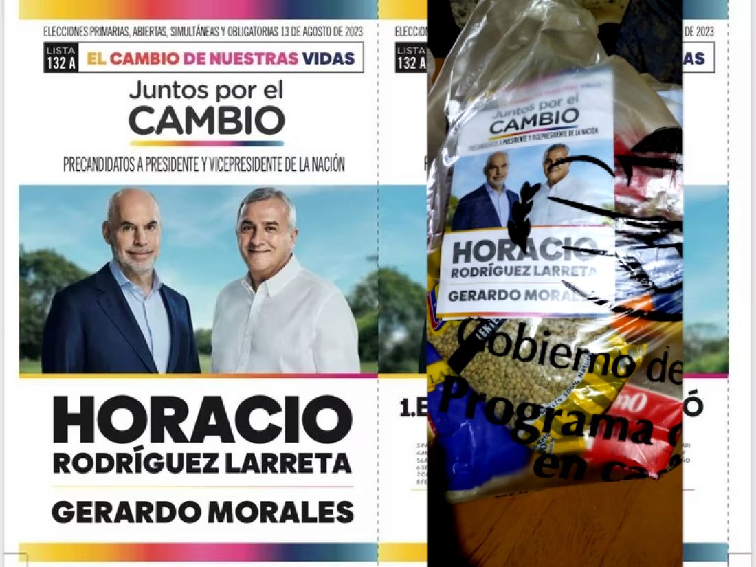 Jujuy. La cara del clientelismo: Bolsones de comida con la boleta de Larreta-Morales