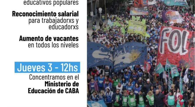 Movilizan por el reconocimiento de espacios educativos populares en CABA