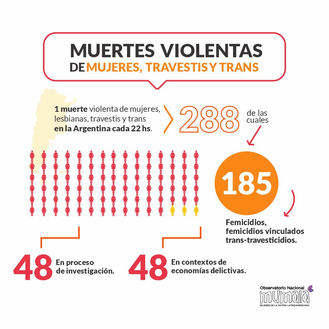 Argentina: 288 muertes violentas de mujeres, travestis – trans en nueve meses
