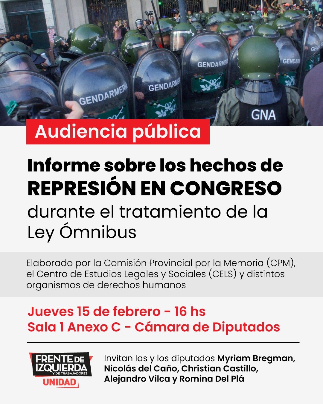 Presentan informes sobre la represión en las manifestaciones contra la Ley Ómnibus