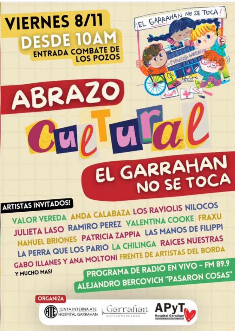 “El Garrahan no se toca”: Paro y Festival Cultural