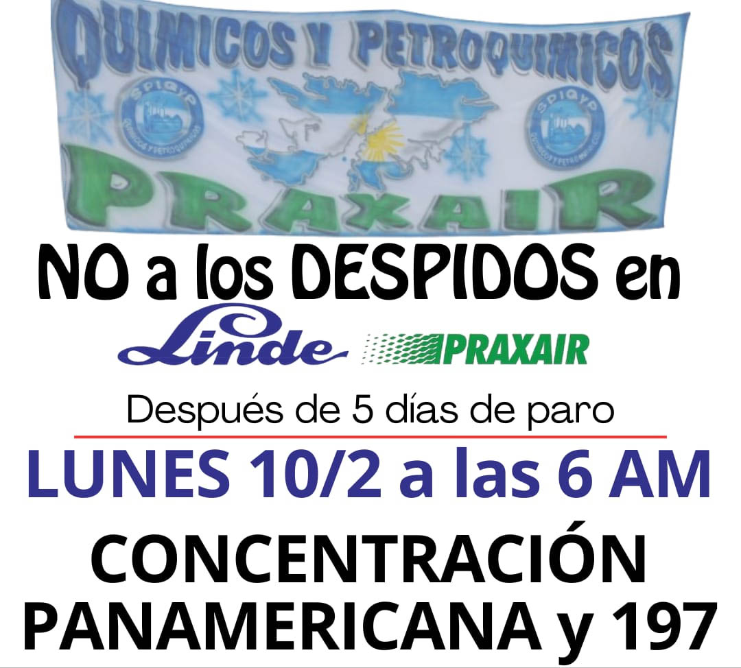 Conflicto en Linde Praxair: manifestación en Panamericana el lunes