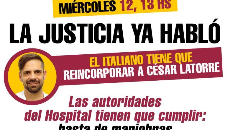 Acto en el Hospital Italiano por la reincorporación de César Latorre
